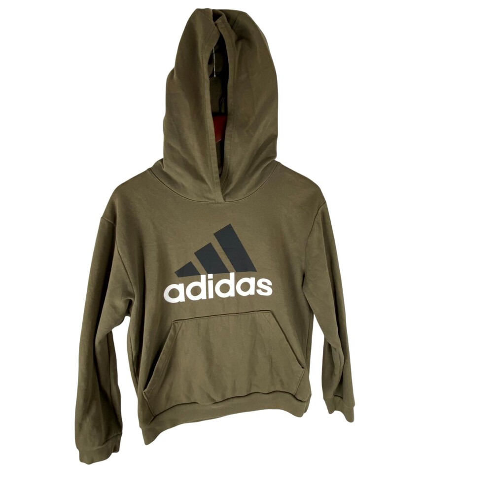 Adidas Hoodie Women XL Green Logo Fleece Cotton Regular Fit Long Sleeve Pullover